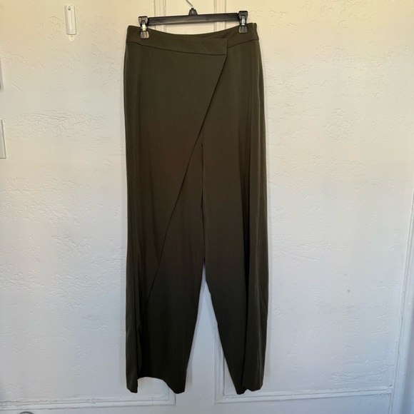 Simons Olive Wide-Leg Wrap Pants - Picture 2 of 6